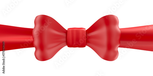 Red tied bow on white backg...