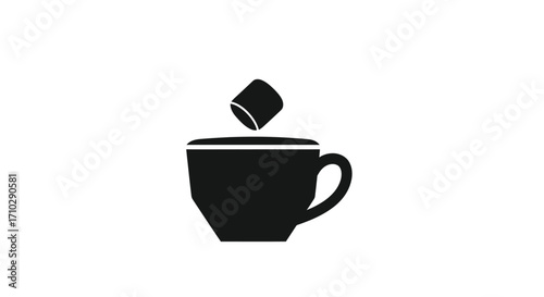 Marshmallow Dropping into a Cup of Hot Chocolate Silhouette.
