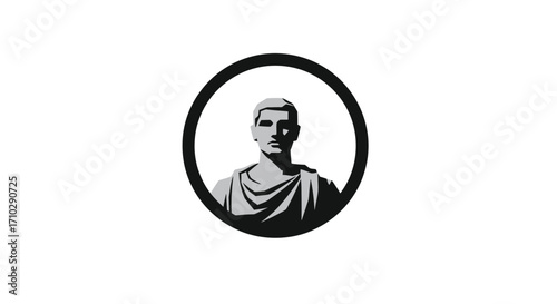 Roman bust portrait, classic style, grayscale image, historical figure, ancient art, timeless design.