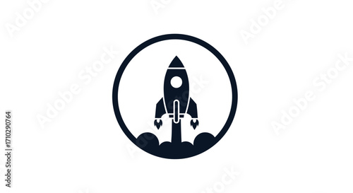 Rocket Launch Icon in Circle - Startup and Innovation Concept.