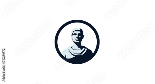 Classical Male Figure Bust Vector Illustration Logo.