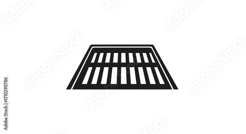 Simple black silhouette icon of a street sewer grate.
