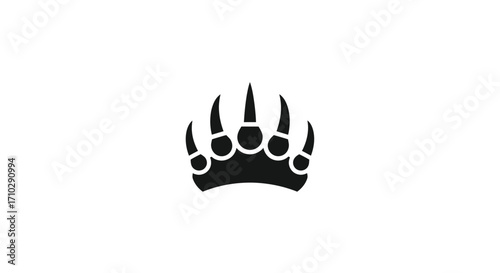 Black Bear Paw Print Vector Illustration.