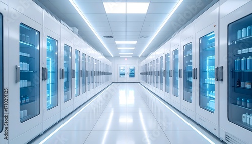Futuristic server room interior