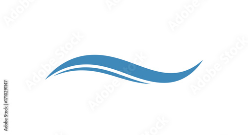 Abstract Blue Wave Design, Smooth Flowing Curves, Minimalist Graphic.