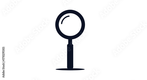 Simple black magnifying glass icon for search and discovery.