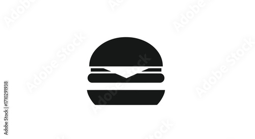 Delicious burger, fast food, tasty meal, simple design, black and white, food illustration.