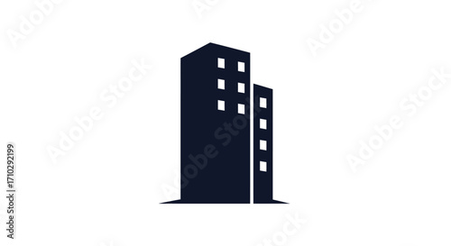 Modern Skyscraper Silhouette, Urban Architecture, Cityscape Design, Tall Building, Commercial Real Estate, Office Tower.