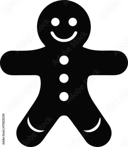 Gingerbread man holiday biscuit silhouette vector illustration