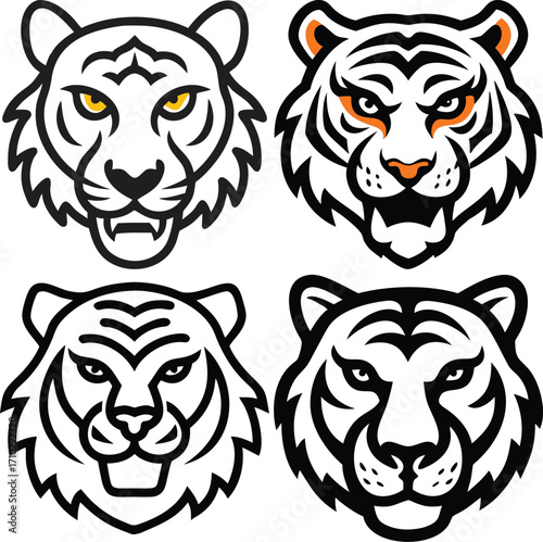 Tiger head logo vector illustration background white