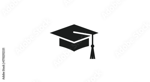 Black academic graduation cap with tassel icon.