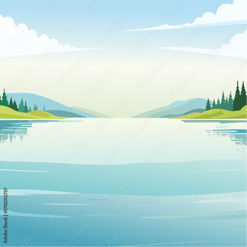 Obraz premium Serene Lakeside Landscape with Mountain Reflections