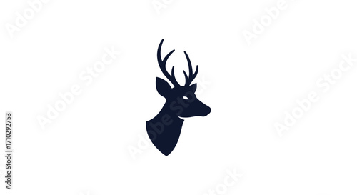 Silhouette of a majestic deer head with antlers.
