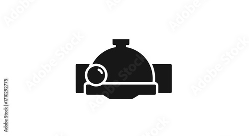 Hotel bellhop service icon, black and white, simple design, focused on hotel service.