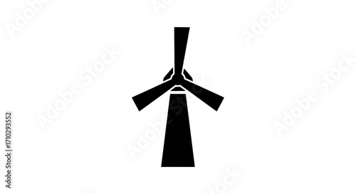 Black and white silhouette of a wind turbine, symbolizing renewable energy and sustainable power generation.