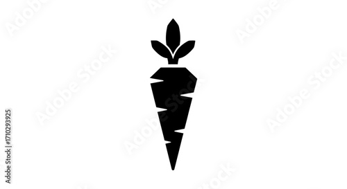 Simple black carrot illustration on white background, perfect for healthy eating concepts.