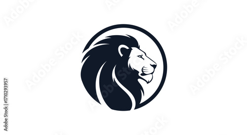 Majestic Lion Head Logo Design in Circular Frame.