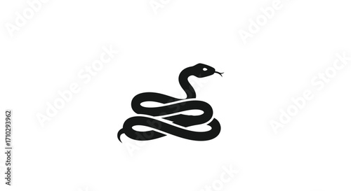 Black coiled snake icon isolated white background.