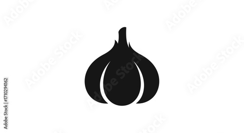 Simple black garlic bulb icon on a white background.
