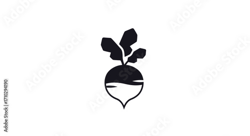 Minimalist black root vegetable logo design icon.