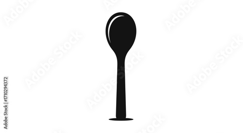 Simple Black Silhouette of a Kitchen Spoon Utensil.