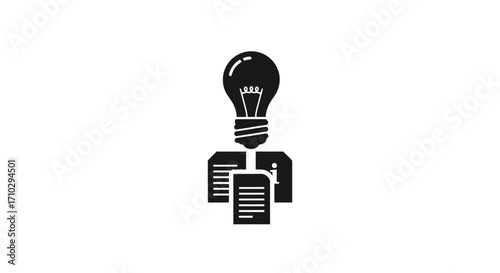 Idea Generation - Lightbulb above Documents.
