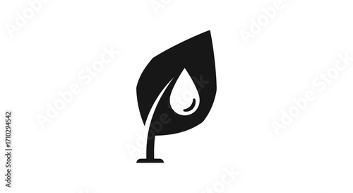 Leaf with Water Drop - Symbol of Nature and Purity.
