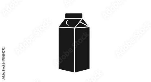 Milk carton or juice box black silhouette.