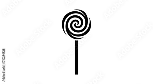 Black and White Swirl Lollipop Illustration on a Stick.