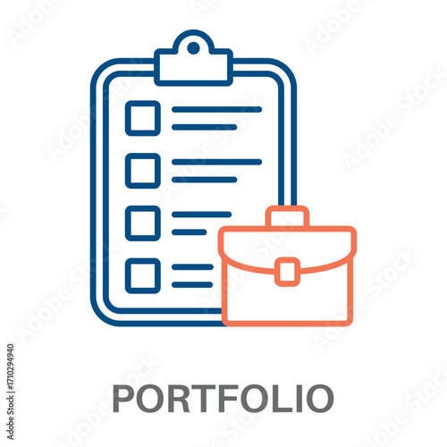 Portfolio Outline Color Blue With Orange Concept Simple Style Design Vector