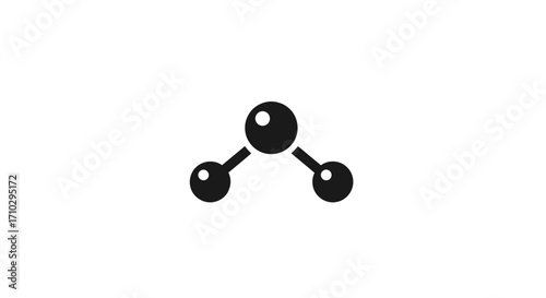 Simple molecular structure illustration representing water molecule in black color.