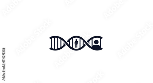 DNA and human representation, genetic connection, biological relationship, human evolution, heredity, and genes.