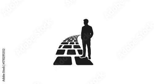 Person Walking on a Path, Focused on Progress.