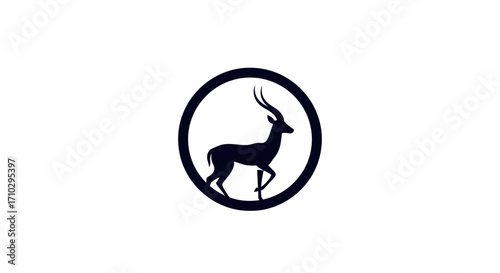 Elegant gazelle silhouette in a circle.