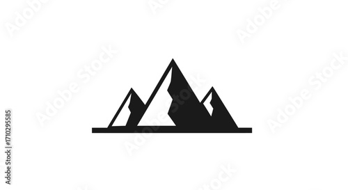 Simple black mountain range silhouette on white background, minimalist design.
