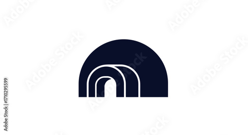 Abstract geometric design featuring archways in a minimalist style with dark blue color.