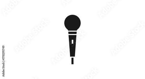 Simple black silhouette of a modern microphone icon for audio recording.