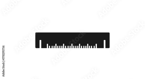 Black Silhouette of a Ruler for Measurement and Precision.