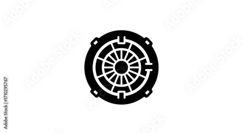 Manhole cover icon representing urban infrastructure and utility access.