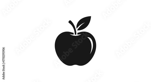 Simple black and white apple illustration.