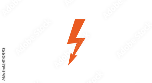 Vibrant Orange Lightning Bolt Symbol on White Background.