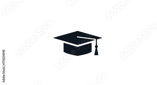 Simple black graduation cap with tassel icon.