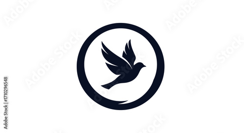 Stylized Dove in Circle Logo Design.