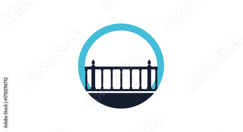 Minimalist Balustrade Design within a Circular Frame.