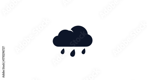 Dark cloud with falling rain drops weather symbol illustration.