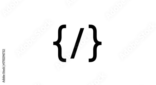 Stylized Curly Braces with Forward Slash Symbolizing Code or Programming.