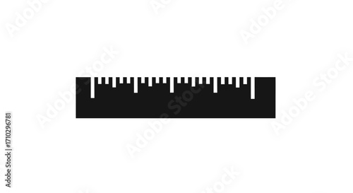 Black ruler icon with measurement markings on a white background.