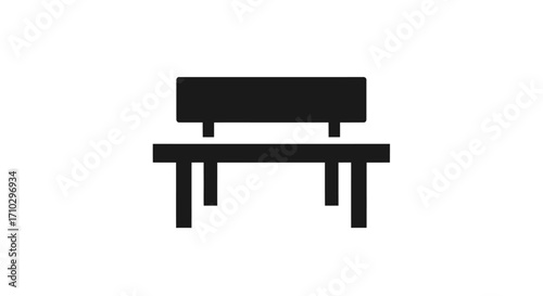 Simple black silhouette icon of a park bench.