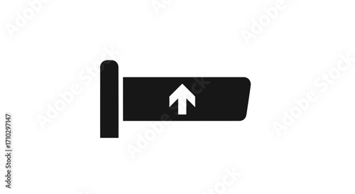 Black and white directional arrow graphic, upward direction, simple design, clear visual cue.