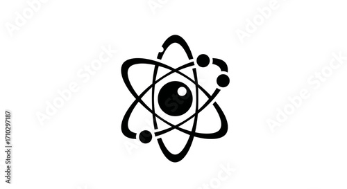 Atom structure illustration representing scientific concepts and atomic particles in motion.
